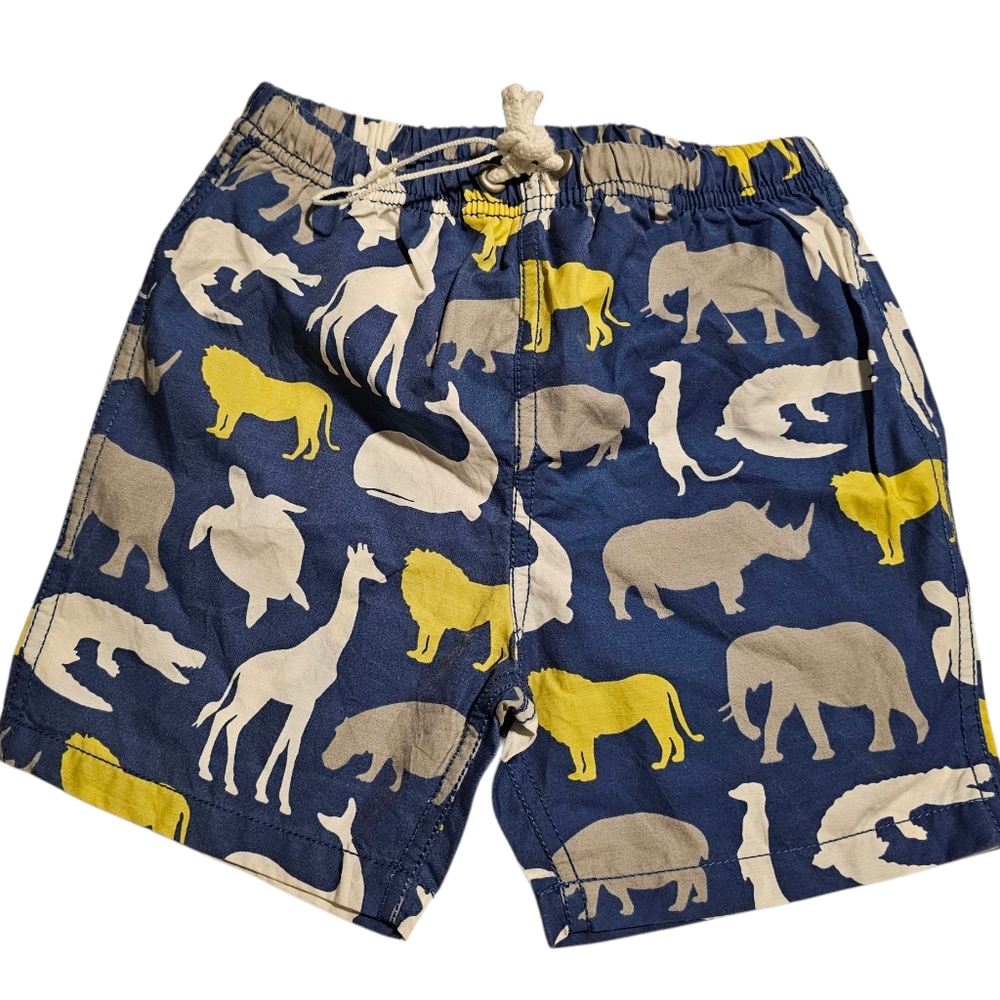 Baby Boden Swim Trunks Blue Safari Animal Print Toddler Boy Size 2-3Y NEW